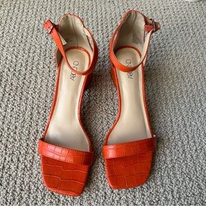 Abound Size 8.5 Women’s Orange Heels Strap On Block Heel Chunky Heel Sandals